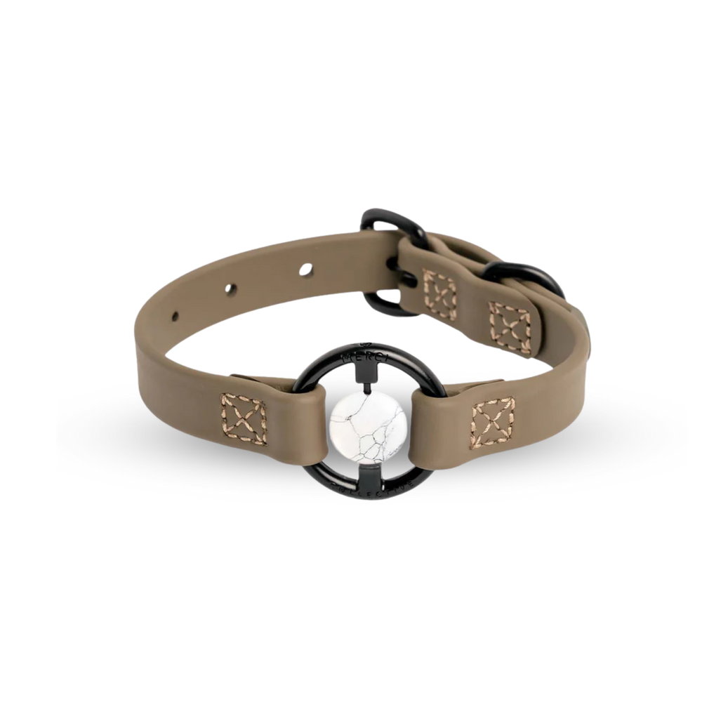 Biothane Collar 豪利特水晶項圈 - Martini Olive(Howlite) MERCI