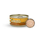 Kakato Chicken & Cheese premium pet food can with shredded chicken and cheese content image