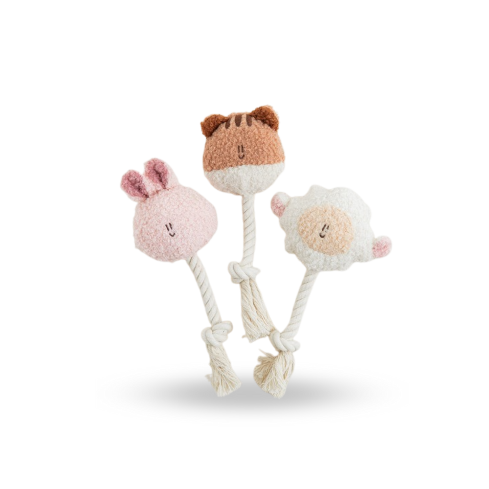 BITE ME BonBon Green Furry Friends Rope Tug Toy Bite Me