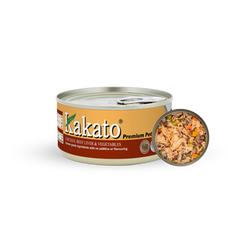 Kakato Chicken premium pet food with beef liver and vegetables in 170g can, high-protein low-fat dog food