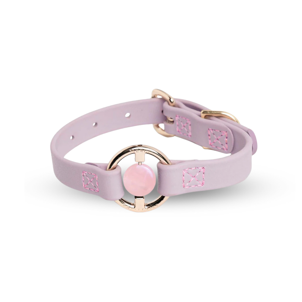Biothane Collar 粉晶水晶項圈 - Lilac Haze(Rose Quartz) MERCI