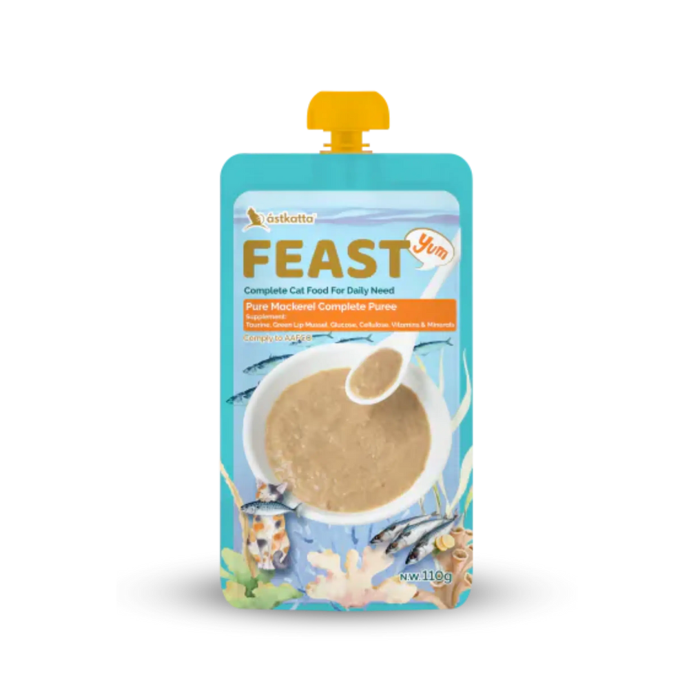 Astkatta FEAST Complete Puree - Pure Mackerel Astkatta - Feast 鮮肉盛宴營養主食肉泥唧唧包 - 純鯖魚 110g ástkatta