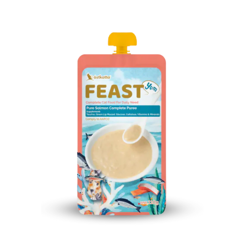 Astkatta FEAST Complete Puree - Pure Salmon Astkatta - Feast 鮮肉盛宴營養主食肉泥唧唧包 - 純三文魚 Salmon Puree 110g ástkatta