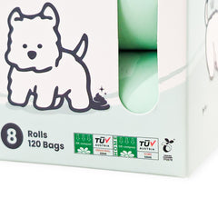 Pet HK Poo Bags - Certified Compostable (120 Bags, 8 Rolls) Poop Bags - PET