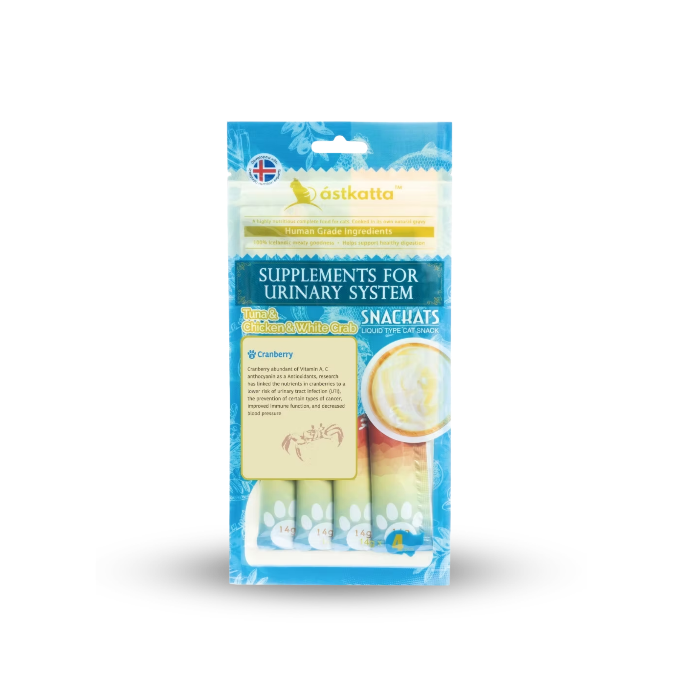 astkatta Tuna & Chicken & White Crab Snackats 14g x 4