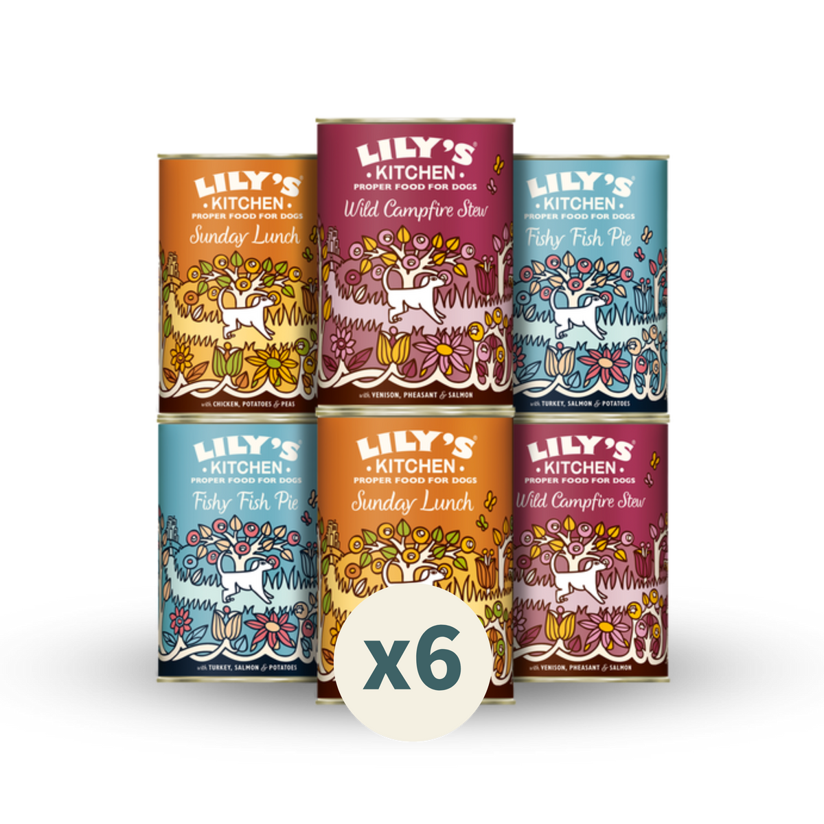 LILY's KITCHEN 濕狗食 (6包混合口味) | 天然犬用‌主食罐 (六罐綜合口味)