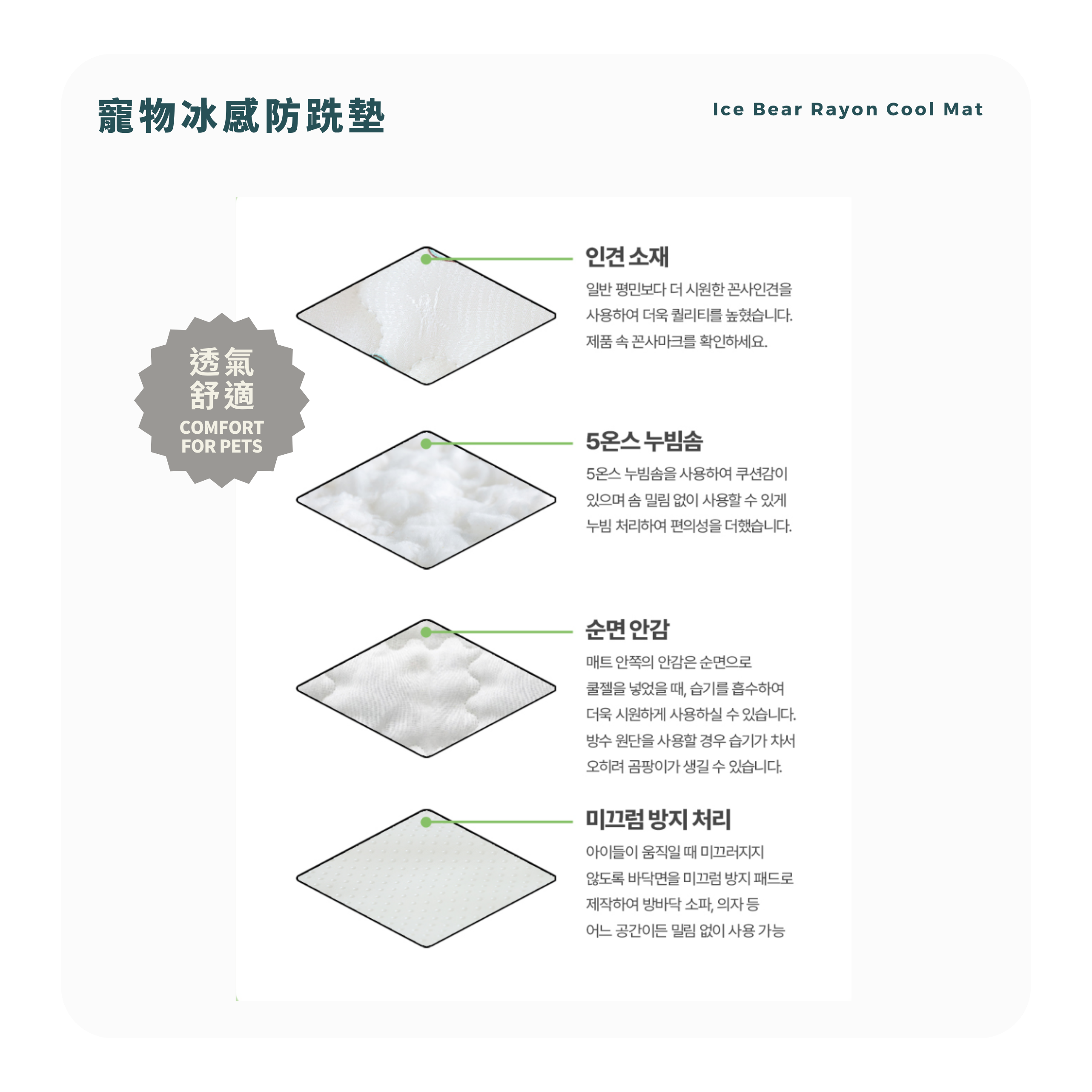 RITOGATO 冰熊人造絲涼墊 | 寵物冰感防跣墊