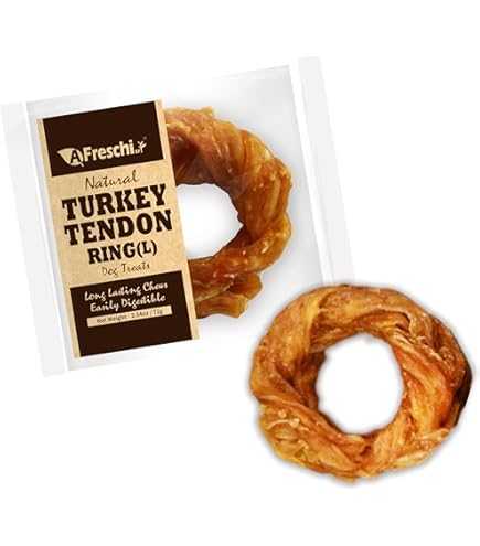 Afreschi Natural Turkey Tendon Large Size dog chew ring, high-protein, slow-roasted, long-lasting, easy digestible natural dog treat