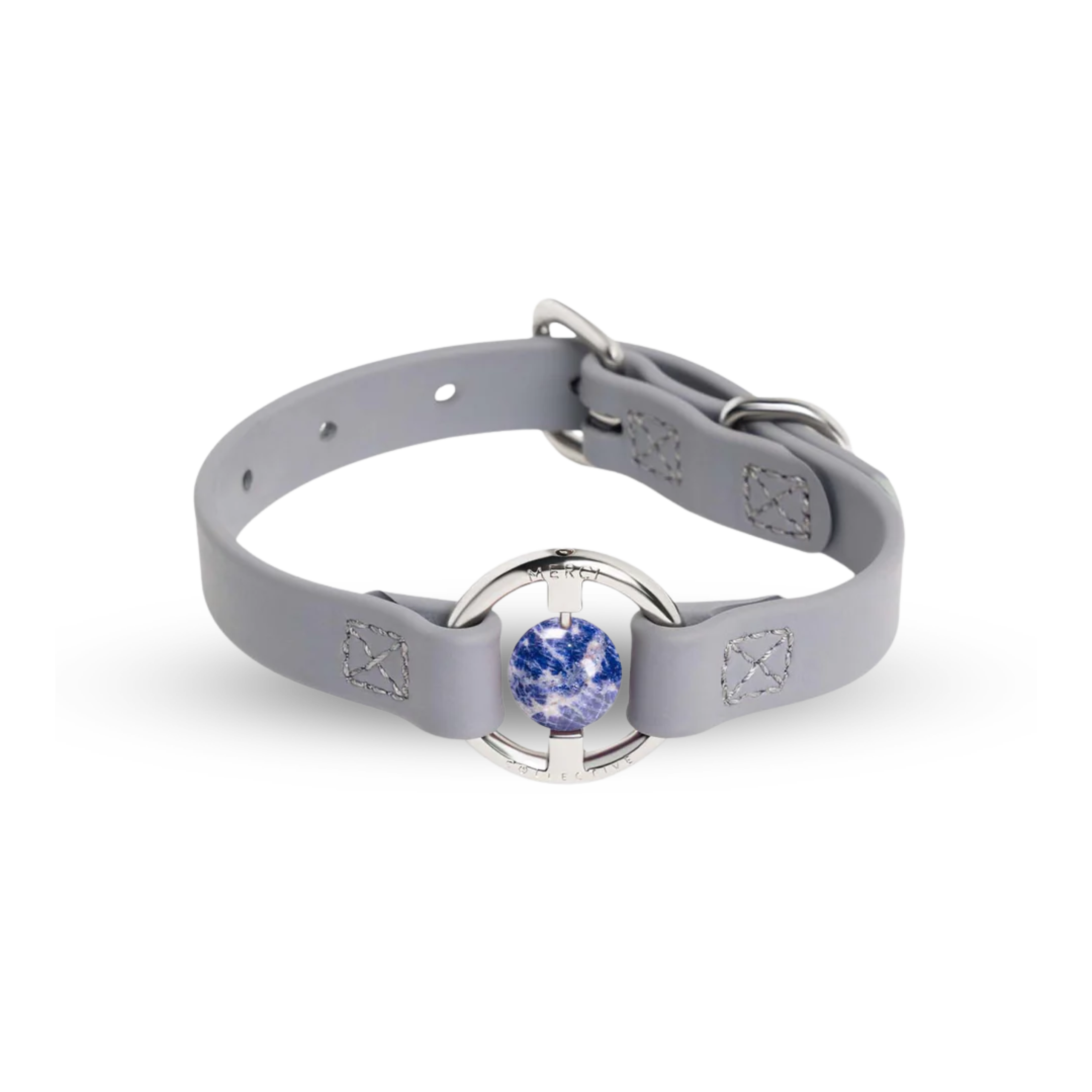 Biothane 領圈 方鈉石水晶項圈 - 海薰衣草 (Sodalite)