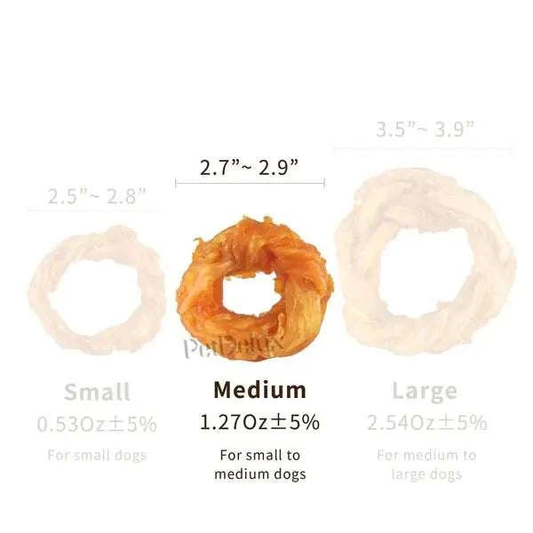 Natural Turkey Tendon dog chew treat medium size for small to medium dogs, high protein, slow roasted, easy to digest, dental health benefits