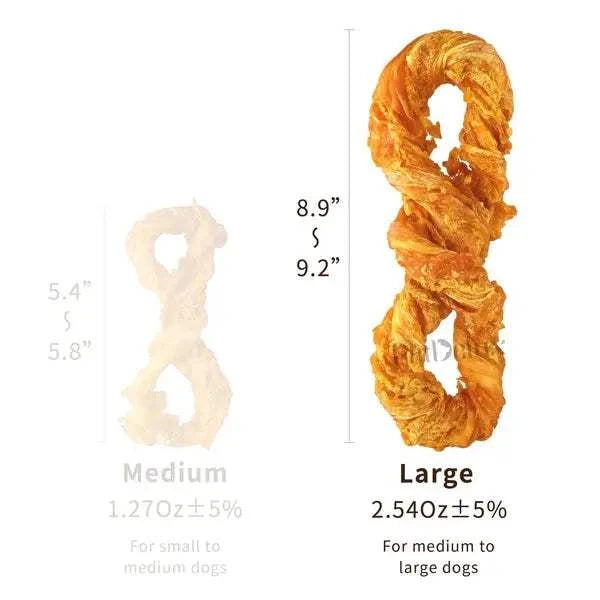 Large natural turkey tendon dog chew, high protein, low fat, handmade, slow roasted, dental health treat, 8.9 to 9.2 inches.