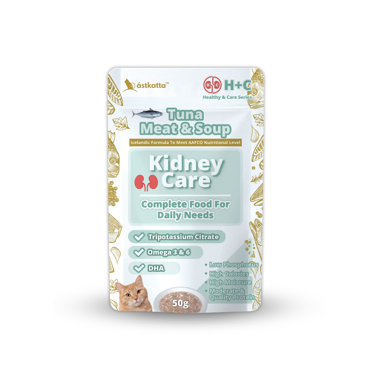 astkatta Kidney Care Series Tuna Meat Soup 50g x 1 / 6 / 12 / 24packs | 腎臟護理主食包 吞拿魚肉絲清湯 ástkatta