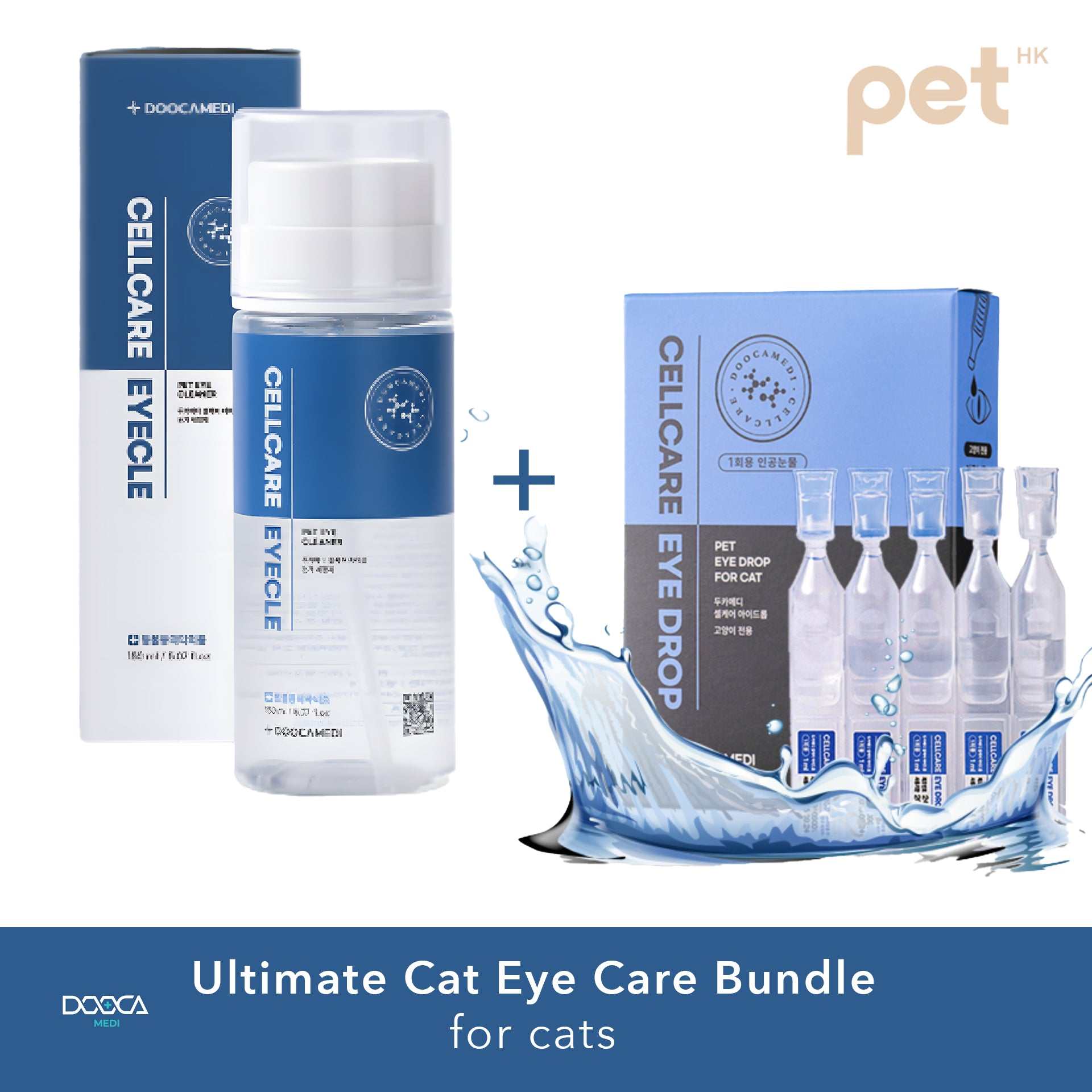 Doocamedi Ultimate Cat Eye Care Bundle with Cellcare Eyecle and Eye Drop for feline eye health and tear stain removal