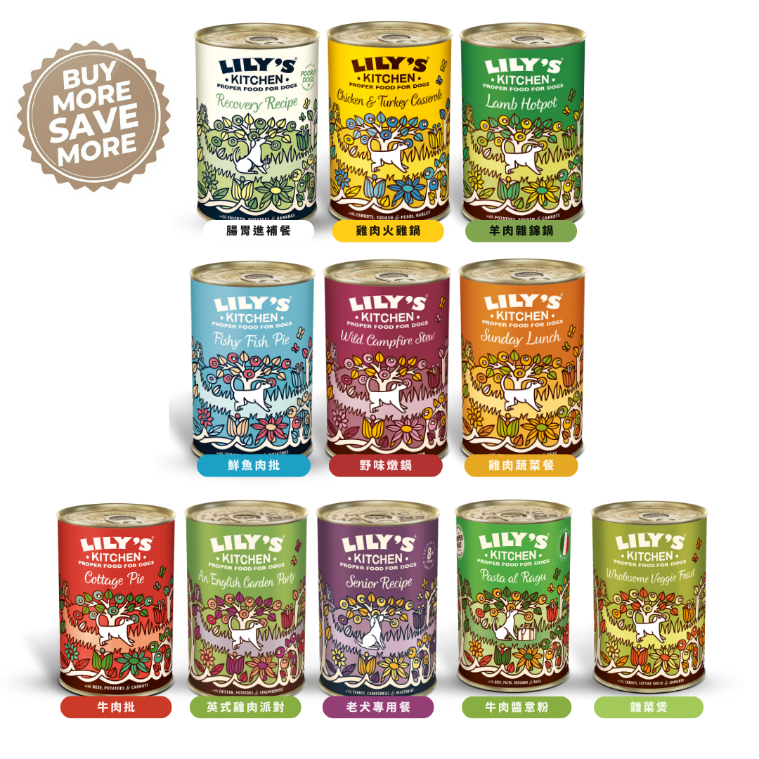 LILY's KITCHEN Wet Food For Dogs (6/12/24 Tins Mixed Flavours) | 天然犬用‌主食罐 (混合口味)