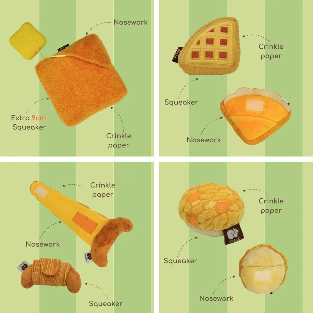 PP Lab - Croissant & Pineapple Bun | Sniffing Toy | 牛角包 & 菠蘿包 | 藏食玩具 Bite Me