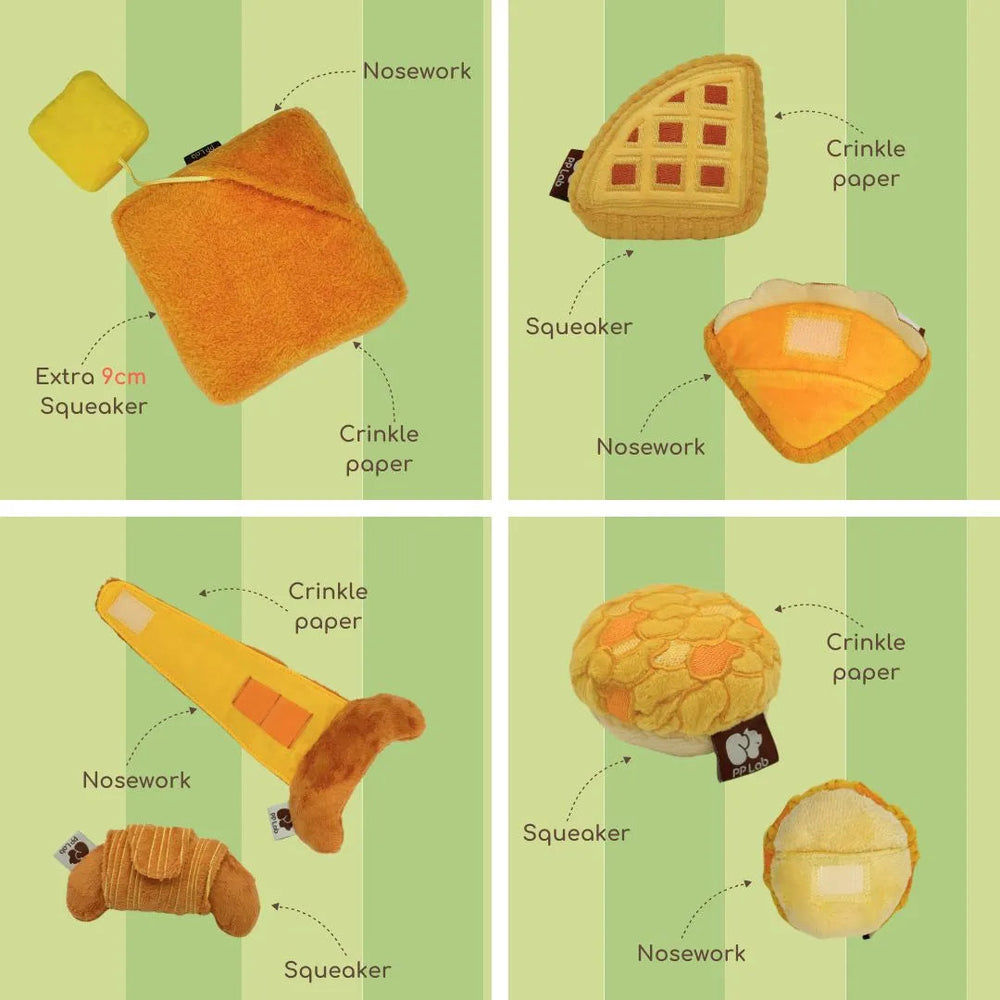 PP Lab - Croissant & Pineapple Bun | Sniffing Toy | 牛角包 & 菠蘿包 | 藏食玩具 Bite Me