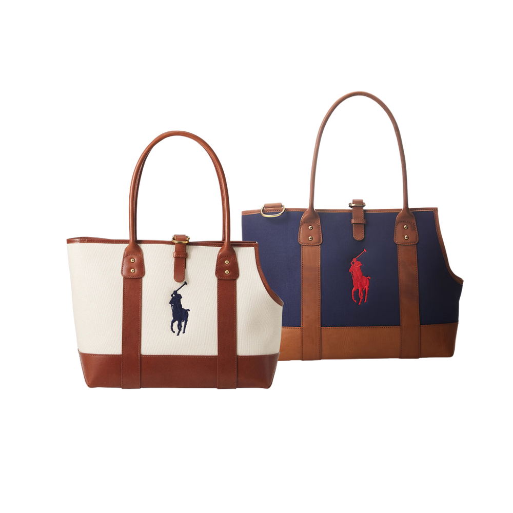 Ralph Lauren Leather & Canvas Polo Pet Traveling Tote Bag | 皮革帆布馬球寵物旅行托特包 PET