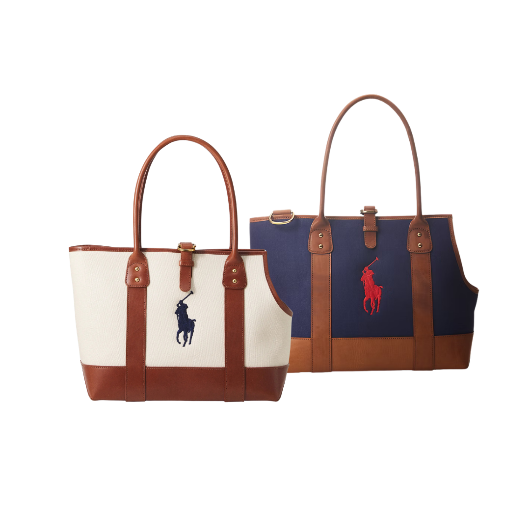 Ralph Lauren Leather & Canvas Polo Pet Traveling Tote Bag | 皮革帆布馬球寵物旅行托特包 PET